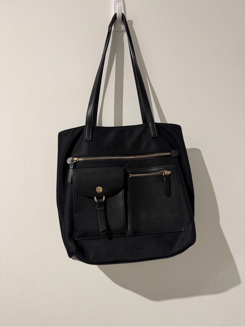 Calvin Klein Black Tote with Front Pocket Detail - Picture 2 of 4